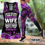 Fan Gifts Supper cool wife of a concrete finisher pink combo legging hollow tanktop