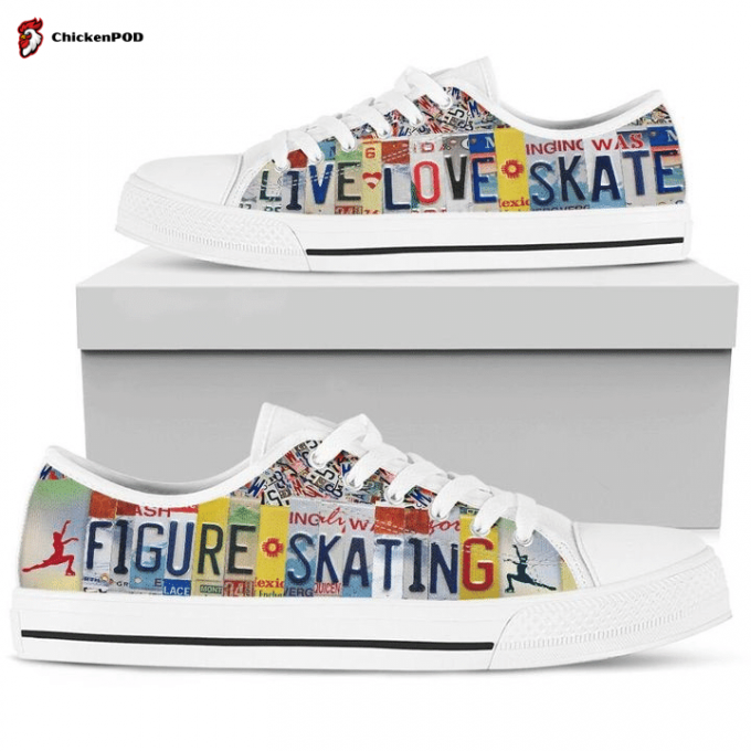 Figure Skating Live Love License Plates Low Top Shoes Gift For Men Women