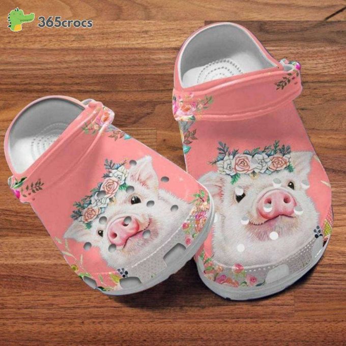 Floral Baby Pig Slippers Farmer Animal Baby Pig Lovers Birthday Gift Unisex Clogs Clog Shoes