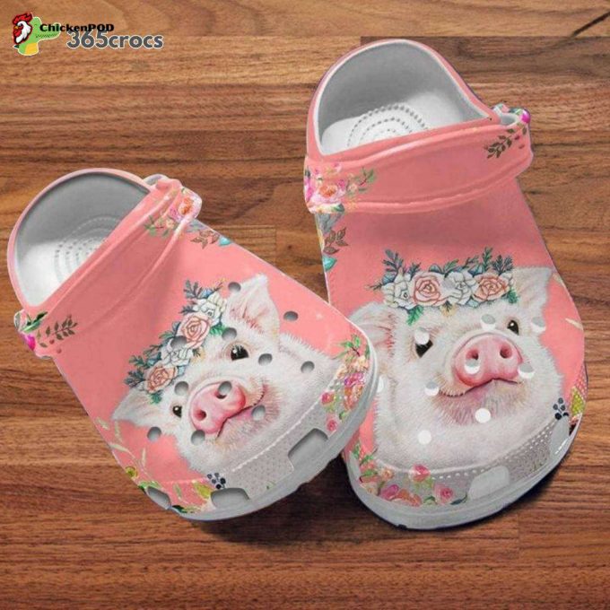 Floral Baby Pig Slippers Farmer Animal Baby Pig Lovers Birthday Gift Unisex Clogs Clog Shoes