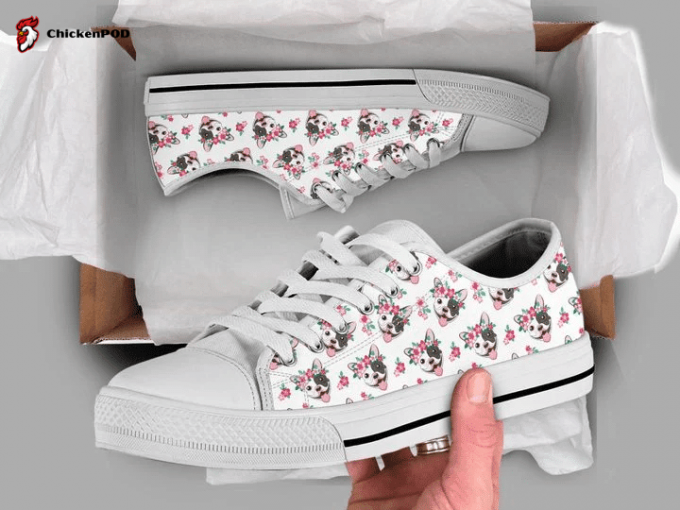 Floral Dog Low Top Shoes Gift For Men Women