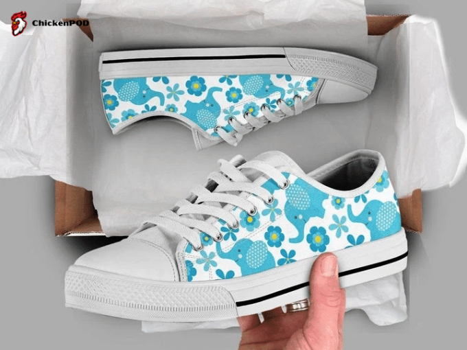 Floral Elephant Low Top Shoes Gift For Men Women