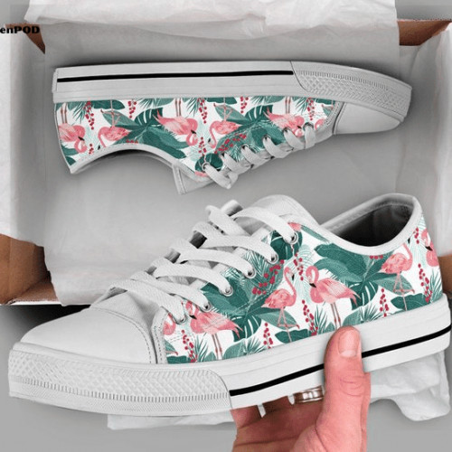 Floral Flamingo Low Top Shoes Gift for Men Women