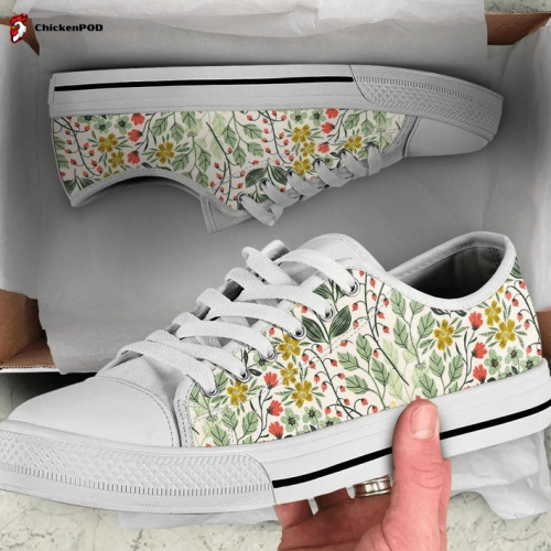 Floral Flowers Low Top Shoes Gift for Men Women