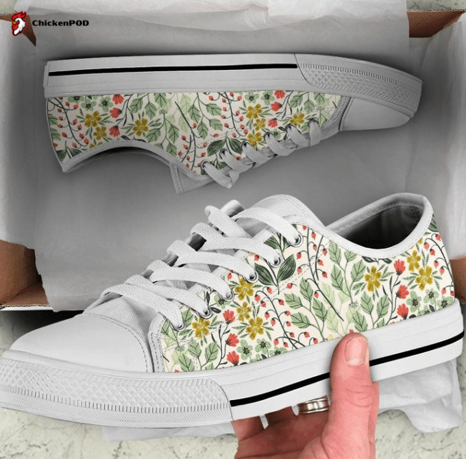 Floral Flowers Low Top Shoes Gift For Men Women