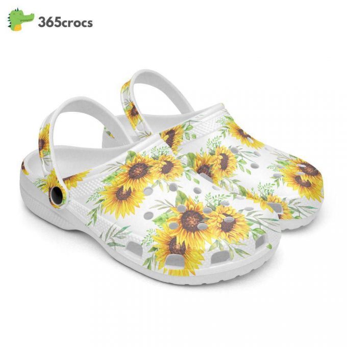 Floral Retro Groovy Vibes Peace Flowers Sunflowers White Background Unisex Clogs Clog Shoes