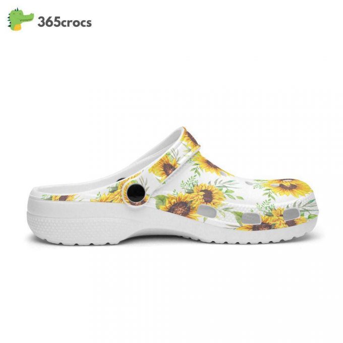 Floral Retro Groovy Vibes Peace Flowers Sunflowers White Background Unisex Clogs Clog Shoes