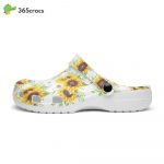 Floral Retro Groovy Vibes Peace Flowers Sunflowers White Background Unisex Clogs Clog Shoes