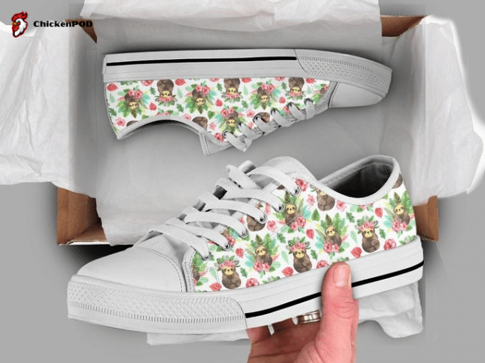 Floral Sloth Low Top Shoes Gift For Men Women