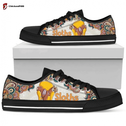 Floral Sloth Low Top Shoes Gift for Men Women