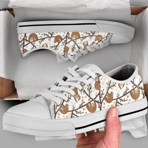 Funny Sloth Low Top Shoes Gift for Men Women