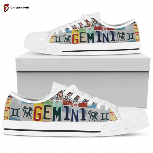 Gemini License Plates Low Top Shoes Gift for Men Women