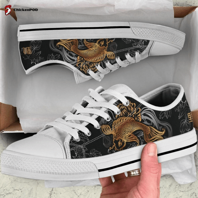 Gold Koi Fish Low Top Shoes Gift For Men Women