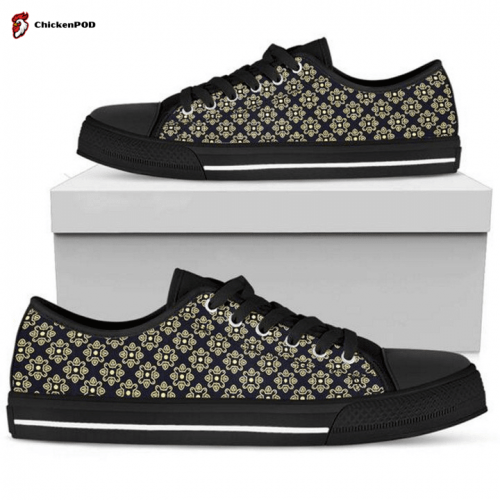 Golden Flowers Low Top Shoes Gift for Men Women