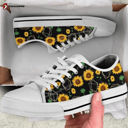 Golden Polygonal Shapes Sunflower Low Top Shoes Gift for Men Women