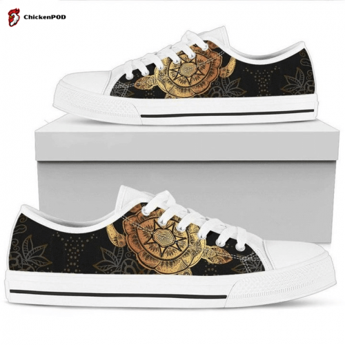 Golden Sea Turtle Low Top Shoes Gift for Men Women