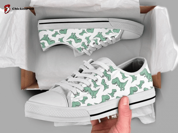 Green Dinosaur Low Top Shoes Gift For Men Women