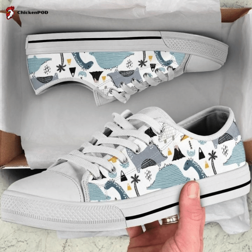 Hand Drawn Dino In Scandinavian Low Top Shoes Gift for Men Women