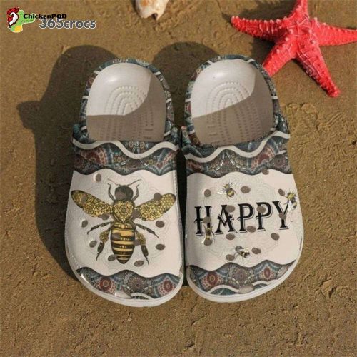 Happy Bees Clocsy Shoes Mandala Pattern Bees Water Shoes Mandala Bees Unisex Clogs Clog Shoes