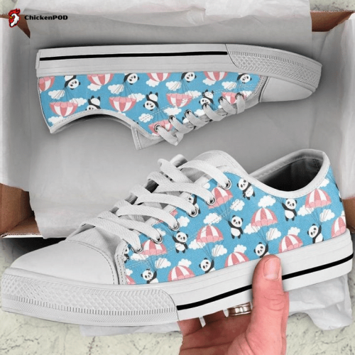 Happy Cute Panda Flying In The Sky Low Top Shoes Gift for Men Women