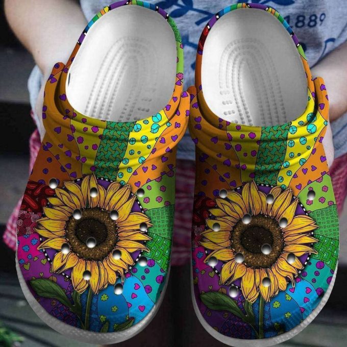 Hippie Sunflower Colorful Gift For Lover Rubber Clog Unisex Clogs Shoes