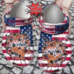 Hockey Personalized WCapitals American Flag Breaking Wall Clog Unisex Clogs Shoes