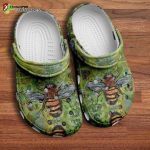 Honey Bee Clog Bee Watercolor Bee Green Floral Bee Lover Gift Unisex Clogs Clog Shoes