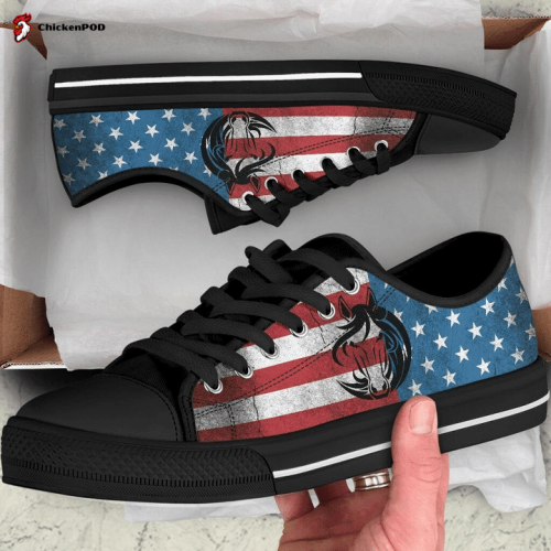 Horse With Usa Flag Low Top Shoes Gift for Men Women