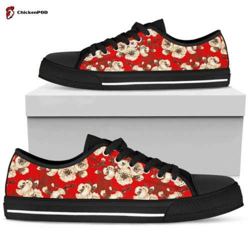 Horse Paisley Black White Low Top Shoes Gift for Men Women