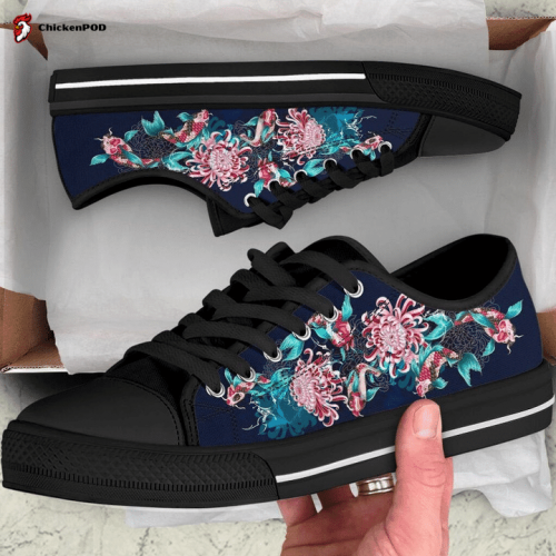 Japanese Koi Fish and Flowers Low Top Shoes Gift for Men Women