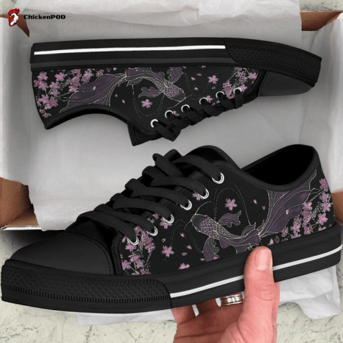 Japanese Koi Fish Sakura Cherry Blossom Low Top Shoes Gift for Men Women