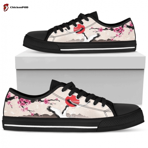 Japanese Sakura Cherry Blossom Bird Low Top Shoes Gift for Men Women