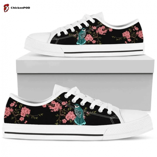 Japanese Sakura Cherry Blossom Bird Low Top Shoes Gift for Men Women