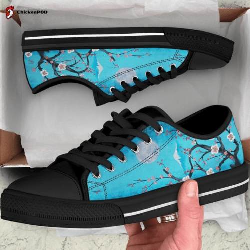 Japanese Sakura Cherry Blossom Bird Low Top Shoes Gift for Men Women