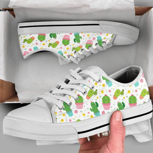 Kawaii Cactus Low Top Shoes Gift for Men Women