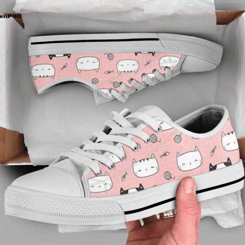 Kawaii Cat Low Top Shoes Gift for Men Women