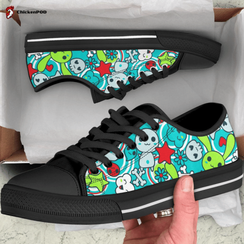 Kawaii Sugar Skulls Low Top Shoes Gift for Men Women