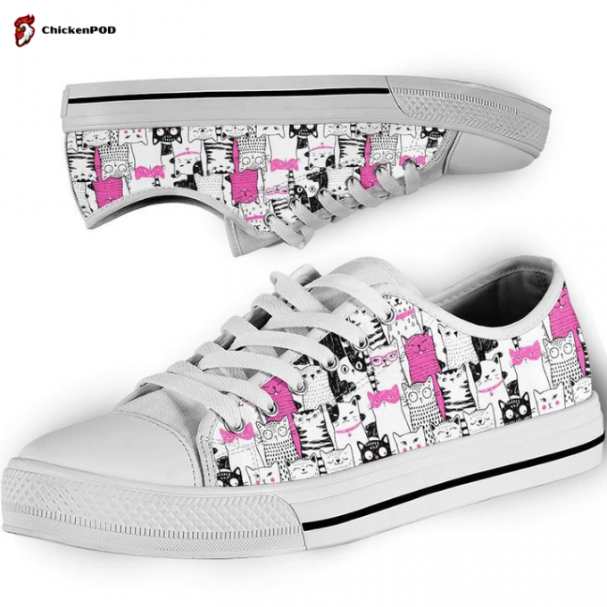 Kitten Pattern Low Top Shoes Gift For Men Women