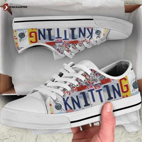 Knitting License Plates Low Top Shoes Gift for Men Women