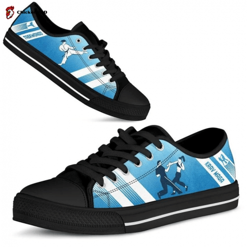 Krav Maga Taekwondo Striped Low Top Shoes Gift for Men Women