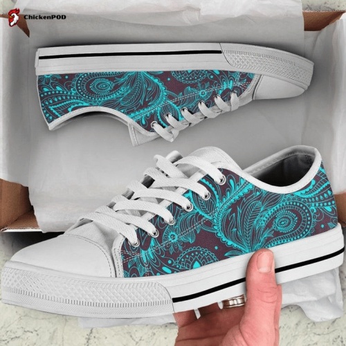 Light Green Teal Leaves Floral Flowers Low Top Shoes Gift for Men Women