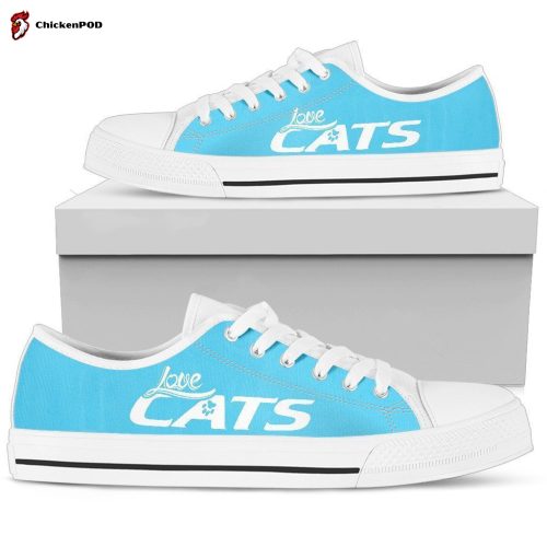 Love Cats Blue Women’s Low Top Shoes