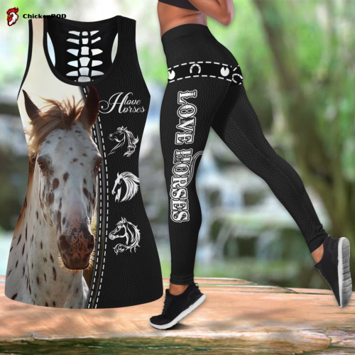 Love Horse Combo Hollow Tanktop Legging Fan Gifts