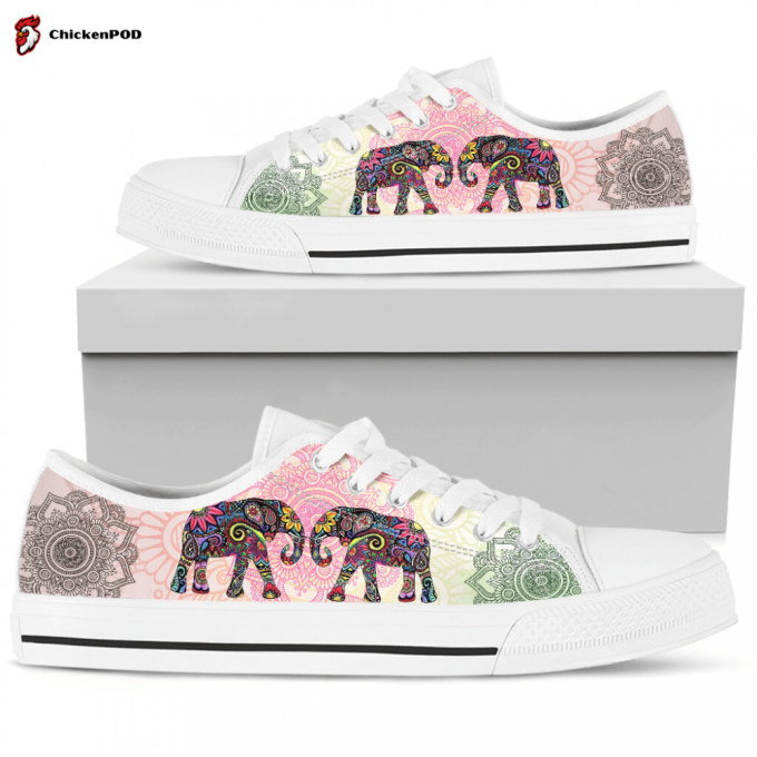 Mandala Elephant Low Top Shoes Gift For Men Women Sneaker