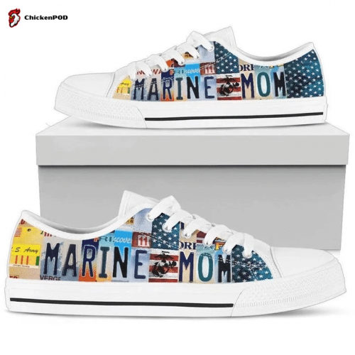 Marine Mom License Plate Low Top Shoes Gift for Men Women