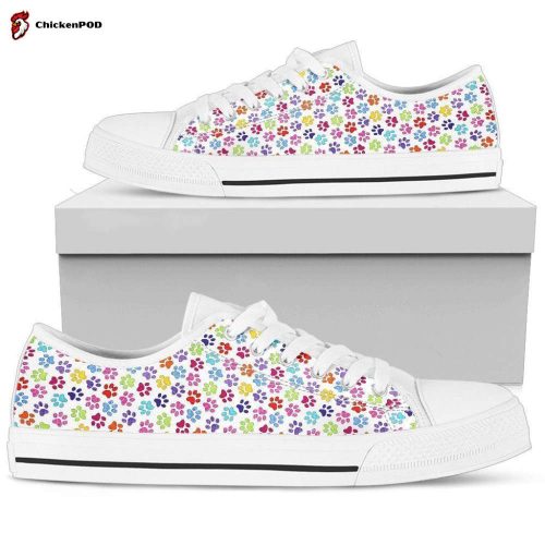 Painted Paw Print White Low Top Sneaker