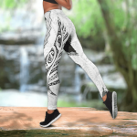 Paua Shell Maori Silver Fern Tank Top & Leggings Outfit For Women