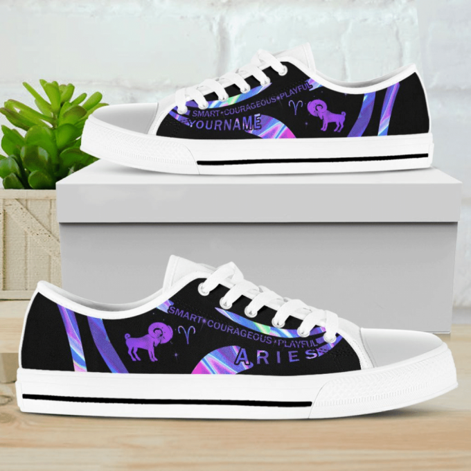 Personalized Holo Aries Customized Low Top Shoes Gift For Men Women Sneaker