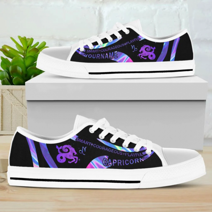 Personalized Holo Capricorn Customized Low Top Shoes Gift For Men Women Sneaker