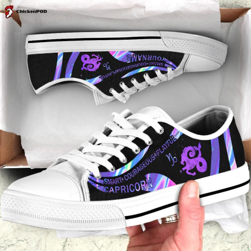 Personalized Holo Capricorn Customized Low Top Shoes Gift for Men Women Sneaker